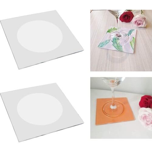 2/Set Clear Acrylic Cocktail Napkin Holder Coffee Table Square Coasters Placemat Shatterproof Waterproof Dining Table Decor