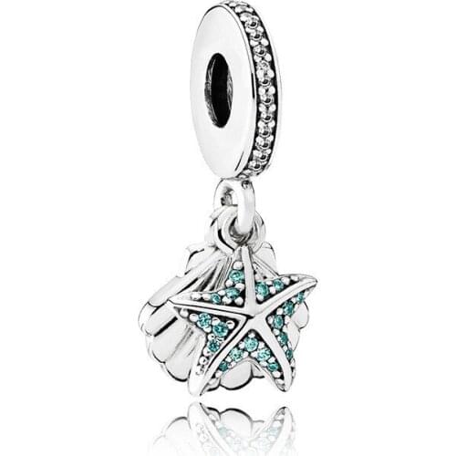 5PCS Hot Fit DIY Original Beads Bracelet Summer Tropical Crystal Starfish Shell Plated Alloy Charms DIY Jewelry Making Berloque