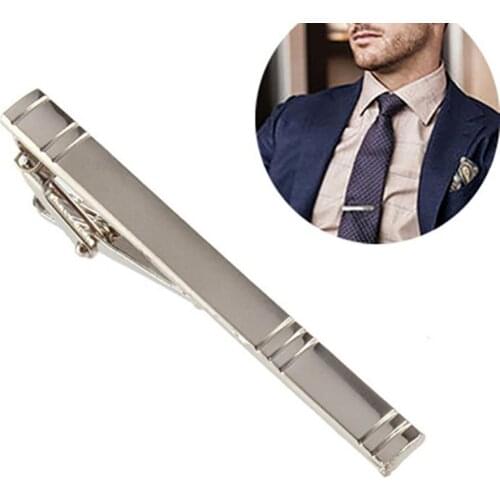60% Dropshipping!!Formal Mens Fashion Alloy Metal Silver Simple Necktie Tie Pin Bar Clasp Clip