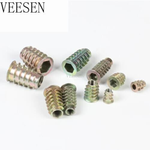 70pcs Zinc Alloy Furniture Wood Hex Socket Drive Threaded Insert Nut Assortment Kits