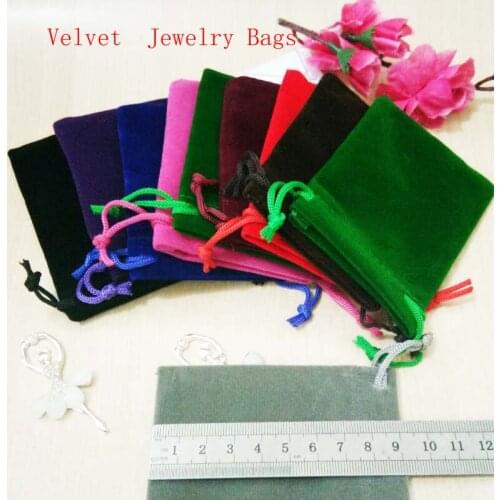 100Pcs/lot 5x7 7x9 9x12 cm Velvet Small Jewelry Pouch Drawstring Gift Packaging Bags Wedding Birthday Party Packing Bags&Pouches