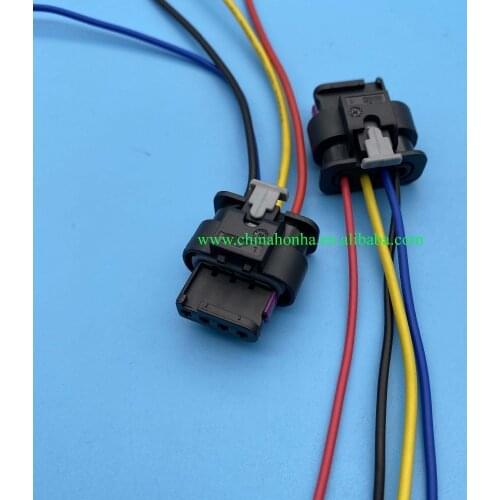 Free shipping 50/100 pcs 4F0 973 704 1-1718645-1 4 Pin female Fuel Injector Intake Pressure Sensor Plug Connector With Pigtail