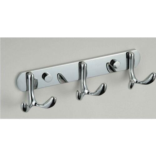 Free Shipping!Brass double hooks.clothes hanger.coat rack.Chrome Bathroom Robe Hook .(5 hook)1pcs/lot.2012new