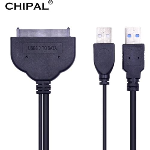 CHIPAL 5Gbps USB 3.0 to SATA 3.0 22Pin Cable Adapter USB3.0 SATA III Converter with USB 2.0 Power Supply for 2.5" HDD SSD