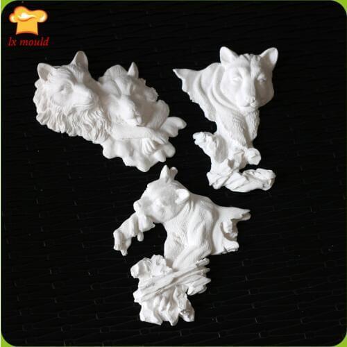 Forest Animal Silicone Mold Dry Pisces Gummy Plaster Epoxy Mould Tiger, Wolf