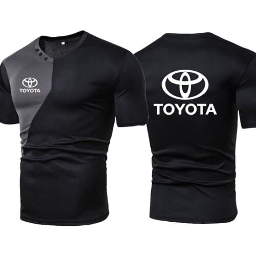 High Quality 100% cotton Casual Men short sleeve Toyota car logo Print Crew neck Stitching color Men T-shirt sport T-shirt
