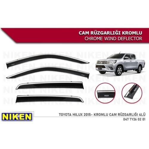 For Toyota Hilux Chrome&Plastic Wind Deflector Rain Window 2015 2016 2017 2018 2019 2020 Car Auto Accessory Black Color Sport