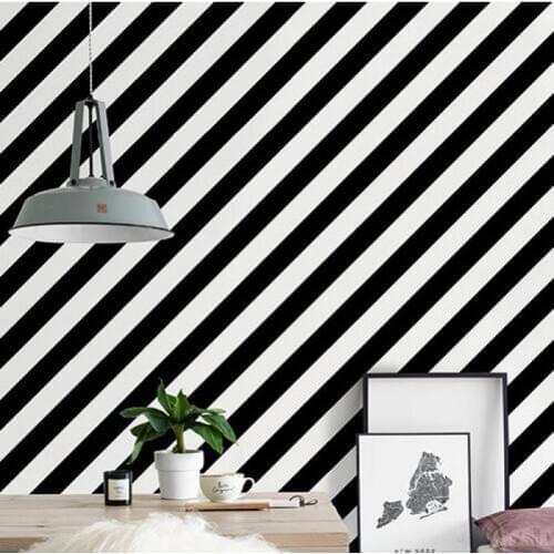 PVC printing Nordic personality black and white stripes twill modern minimalist living room bedroom clothing store wallpaper