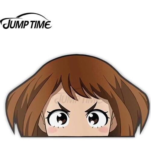 JumpTime 13 x 9.4cm For Ochaco Uraraka My Hero Academia Peek Anime Big Head Camper Car Stickers Fashion Car Styling JDM Decal