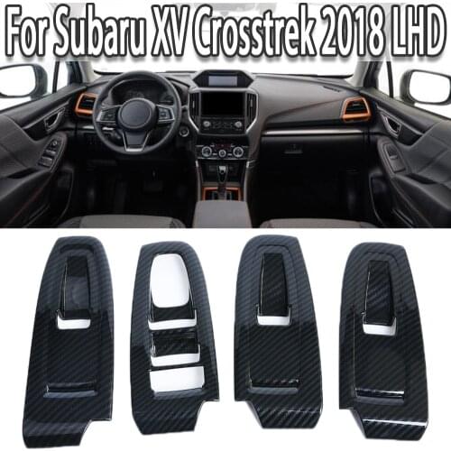 K-Car 4Pcs Interior Door Window Lift Button Switch Panel Cover Trim ABS Carbon Fiber Style For Subaru XV Crosstrek 2018 LHD