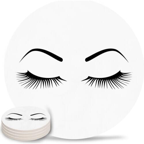 Closed Eyelashes Both Eyes Ceramic Coasters Waterproof Tea Cup Mat Christmas Home Decor Coffee Table Decor Coasters for Glasses