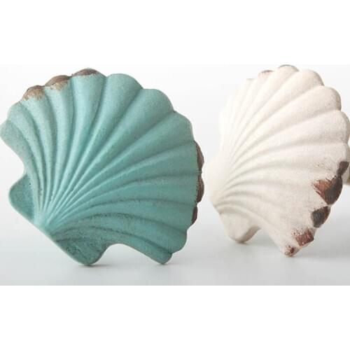 Classic Vintage Handle Mediterranean Shell Shaped Single Hole Handle and Knob Mediterranean Style Furniture Door Handle and Knob