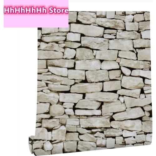 Brown/Beige Vinyl Self Adhesive Wall Paper Peel And Stick Stone Brick Wallpapers Design For Walls Bathroom Balcony Home Decor