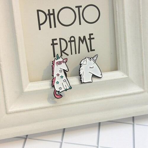 Fashion Cartoon Unicorn Metal Enamel Brooch Cute Animal Horse Badge Trendy Children School Bag Clothes Jewelry Accessories Gift
