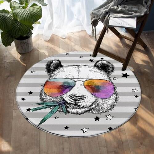 Cute cartoon animals panda kawaii round small floor mats carpet bedroom living room home decoration