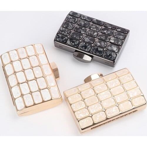 Fashion elegant marble evening crossbody shoulder handbags women square acrylic clutch purse