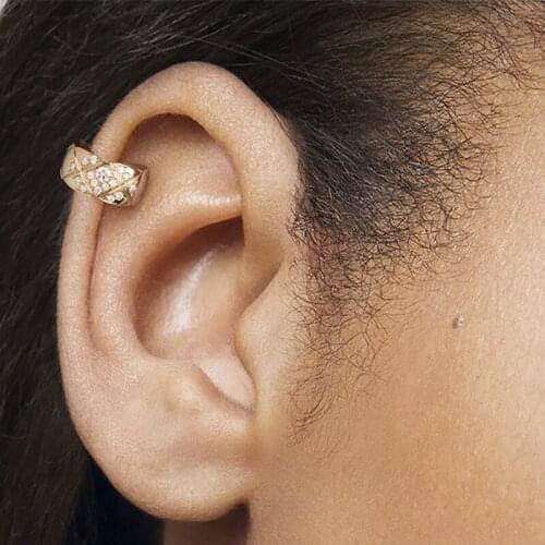 Fashion alloy zircon pattern single ear bone clip earrings women small fragrance style earrings female non-pierced earrings