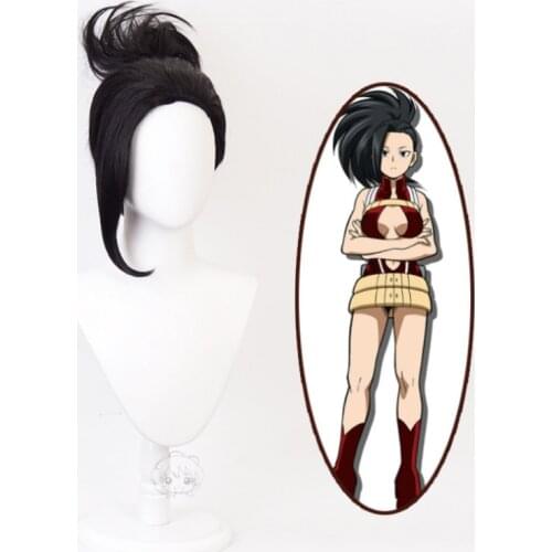My Hero Academia Boku no Hiro Cosplay Wig Akademia Momo Yaoyorozu Black Cosplay prop