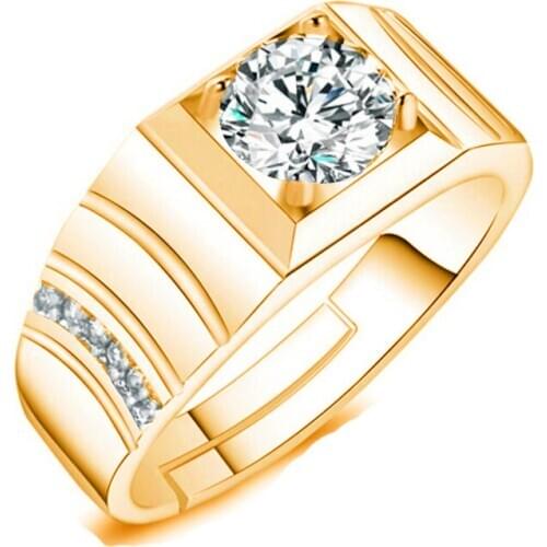 Yellow gold filled AAAAA zircon ring mens ring