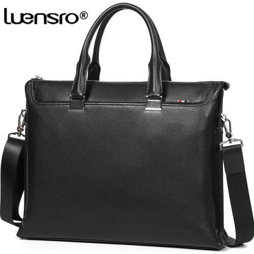 Top Grade Genuine Leather Men Briefcase Business Handbag Tote Male Large Computer Bags Office Bags for Men Leather Laptop Bag