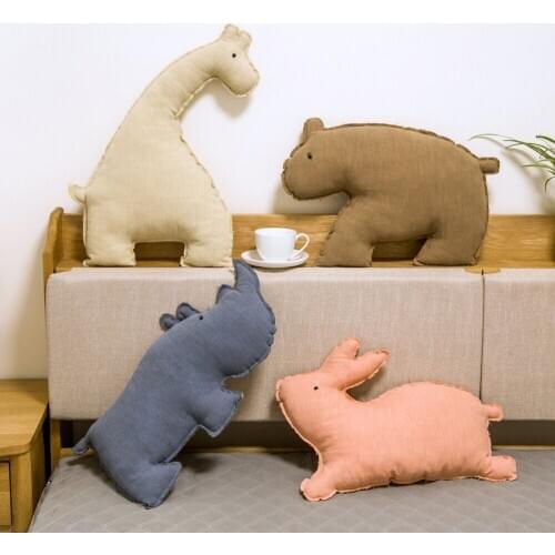 Rabbit Giraffe Bear Rhinoceros Stuffed Cotton Pillow Cushion Animals Plush Toys Sofa Baby Kids Room Decoration