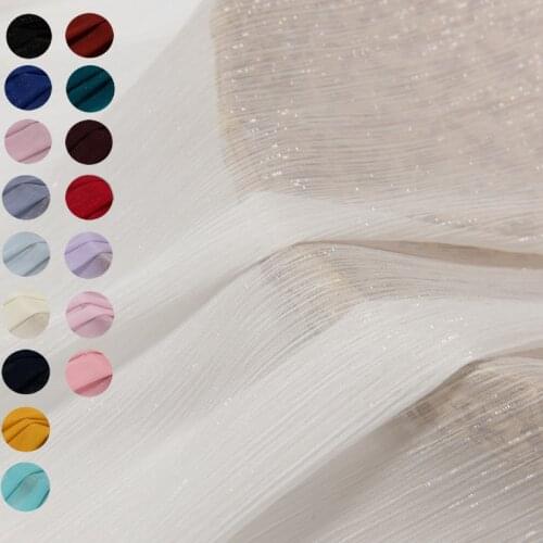 Soft Glitter Crepe Silver Metallic Striped Chiffon Tulle Fabric for Women Dress,Shirts, Black White Pink Blue Red by the meter