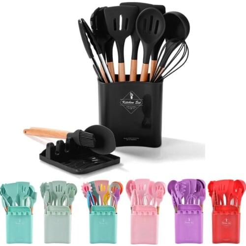 Silicone Kitchen Utensil Set BPA Free Newest Cooking Baking Tools Kit Kitchen Accessories Gadgets Kitchenware Set With Container