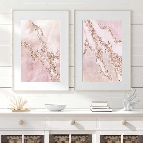 Pink Golden Marble Wall Poster Abstract Agate Canvas Art Print Painting Nordic Decorative Picture Modern Style Home Decoration