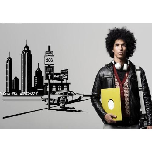 New York Street Scene Decal DIY Self-Adhesive Vinyl Wall Sticker Home Decor Living Room Art Wall Decal Quotes Mural Design LA261