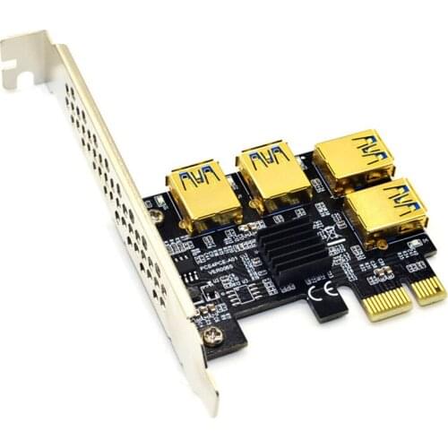 PCI-E 1 to 4 Expansion Card PCI-E 1X to PCI-E 16X 4 Port USB3.0 Graphics Adapter Expansion Card for BTC Mining