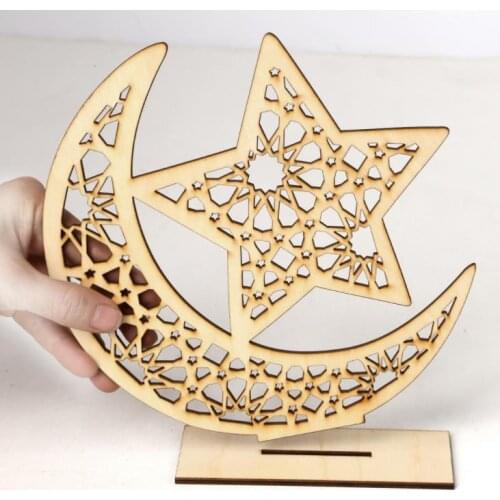 Ramadan Wooden Decor Islamic Muslim EID MUBARAK Home Ornament DIY Hollow Moon Star Sheep Party Decoration SN799