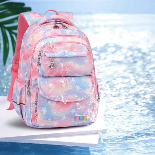 New Tie Dye Girl Backpack Kids Student Shoulder Schoolbag Wide Straps Double Head Zipper Top Handle Multicolor Children BookBag