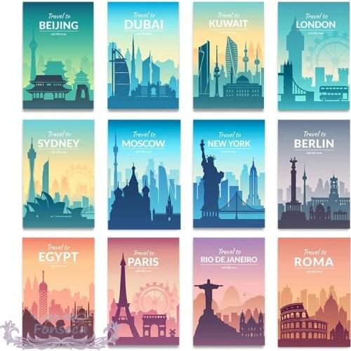 Nordic Cities Landscape Poster and Prints Travel To New York London Paris Sydney Roma with This Town Wall Art Canvas Painting
