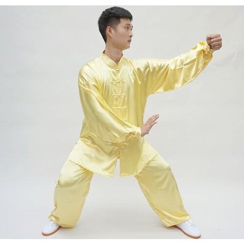 Unisex Taiji Suits Traditional Chinese Clothing Tai Chi Uniforms Long Sleeve High Imitation Silk Kung Fu Martial Arts Suit