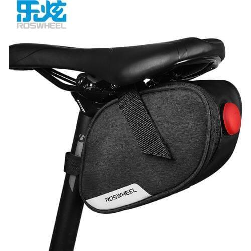 Roswheel Essentials Series 131463 0.8L Water Resistant Cycling Bicycle Tail Bags Bike Saddle Bags Seat Pouch with Tail Light