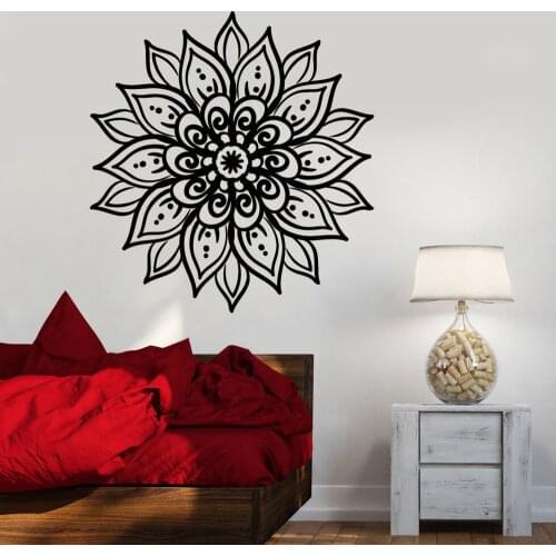 Vinyl Mandala Wall Decal Abstract Lotus Flower Yoga Meditation Wall Stickers for Yoga Home Room Decoration Accessories C649