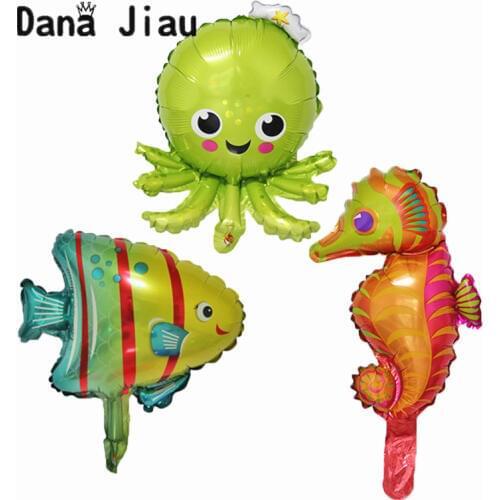 Mini Cute Fish Seahorse Octopus Foil Balloons Birthday Party Dinner Decoration Ocean Animal Air Ball Holiday Kids Toy Supplier