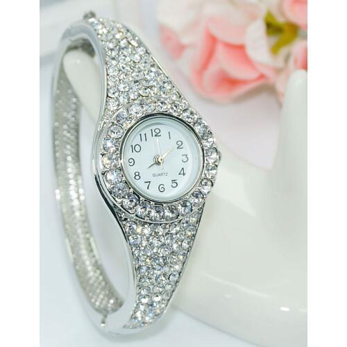 Hot Sale Famous Brand Bling Watch Women Luxury Crystal Watch Rose Gold Silver Shinning Full Diomand Rhinestone Bangle Bracelet