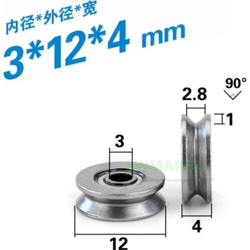1pcs 3*12*4mm Micro V groove Wheel, Fine Line Guide Wheel, Carbon Steel Non-standard Bearing Pulley / Roller
