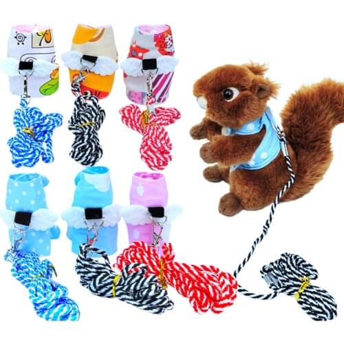 1PC Small Pet Leash Traction Belt Rabbit Chinchilla Squirrel Hamster Chest Back Traction Rope Vest Chest Strap Ttraction Rop