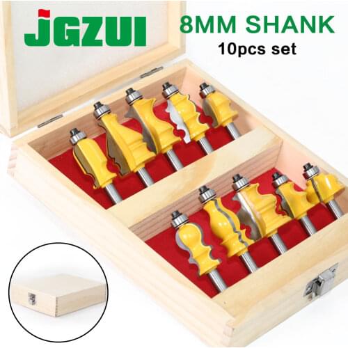 10PC 8mm&12.7MM Shank Casing & Base Molding Router Bit Set CNC Line knife Woodworking cutter Tenon Cutter for Woodworking Tools