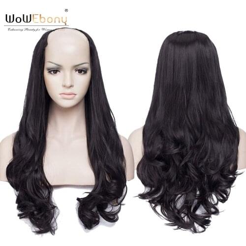 180% wavy U part human hair wigs brazilian 150% body wave half wig with clip in hair extension remy hair u shape wig WoWEbony