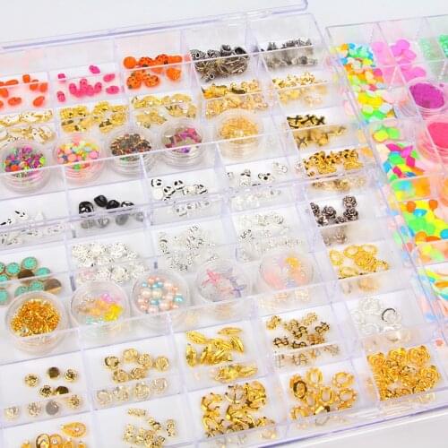 21Grids/Box Christmas/ Halloween Alloy Jewelry Set Nail Decoration,Rhinestone Stud/ Metal Rivets/3d Nail Charms Kit for Manicure