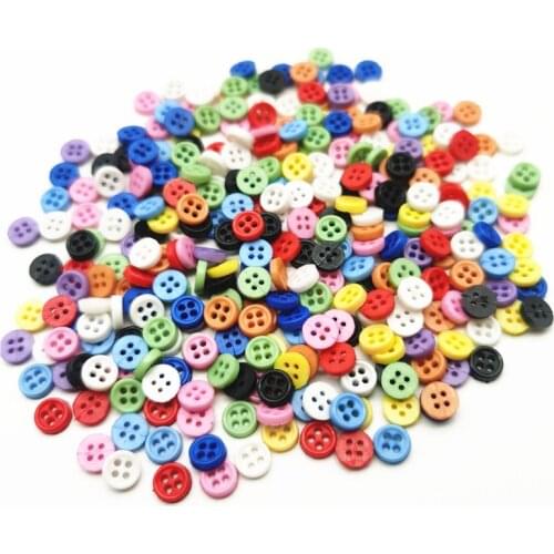 250pcs 10 Colors 6mm Plastic Round 4 Holes Mini Buttons Tiny For Dollmaking Sewing Crafts Scrapbooking