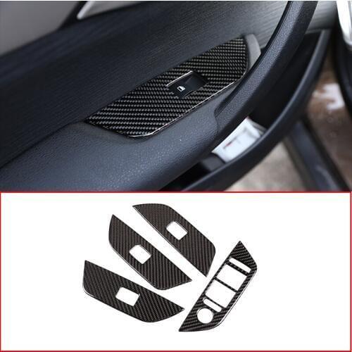 4 Pcs RHD and LHD Soft Carbon Fiber For BMW X1 E84 2011-2015 Car Window Lift Button Frame Trim Car Accessories