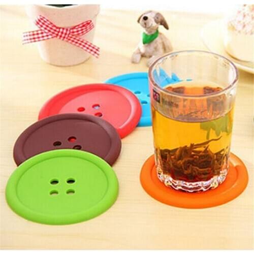 5pcs/lot Buttons cup pad tableware silicone cup pad Coaster Placemats cup mat dining table Coffee heat Resistant ELB 275