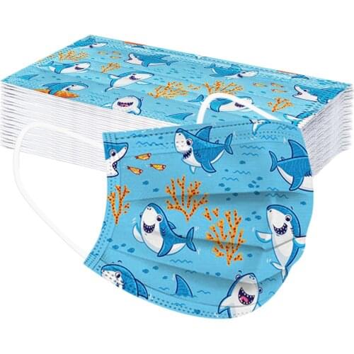 50pc Children Mask Disposable Face Mask Cartoon Dolphin Print 3ply Desechables Halloween Cosplay Mascherine Mascarillas Masque