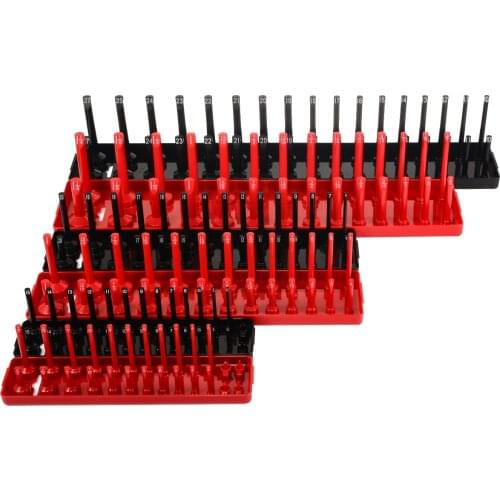 6pcs/set Socket Tray Garage Storage Tool Rack Holder 1/4'' 3/8'' 1/2'' Plastic Socket Organizer Accessories Metric Shelf Stand