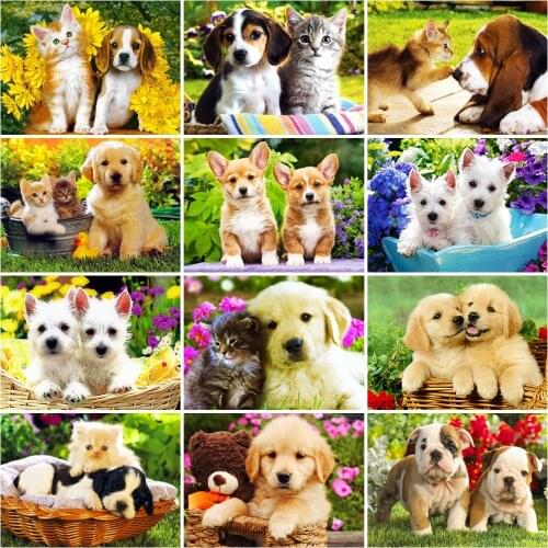 Full Resin Dogs Animal 5D Diy Embroidery Diamond Painting 3D Mosaic Cross Stitch Kits Rhinestone sticker home decor Gift