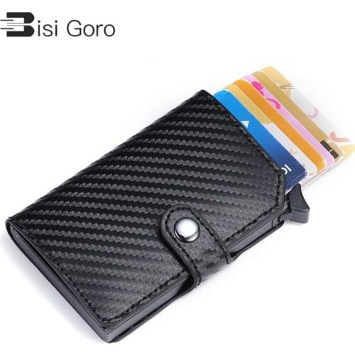 BISI GORO RFID Anti-theft Metal Aluminum Wallet Minimalist Bank Card Holder Mini Men and Women Black Business Credit Card Case